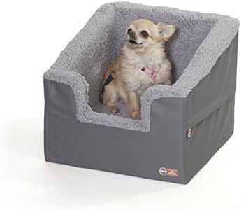 K&H Pet Products Rectangle Bucket Booster Pet Seat - Dog Booster Seat Car Seat for Dogs & Cats Collapsible Rectangle Gray/Gray Small