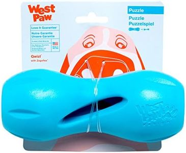 West Paw Zogoflex Qwizl Interactive Treat Dispensing Dog Puzzle Treat Toy for Dogs, 100% Guaranteed Tough, It Floats!, Made in USA, Large, Aqua Blue