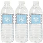 Big Dot of Happiness Winter Wonderland - Snowflake Holiday Party and Winter Wedding Water Bottle Sticker Labels - Set of 20