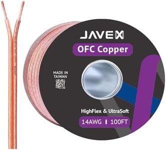 14-Gauge AWG JAVEX Speaker Wire OFC Oxygen-Free Copper 99.9% Cable for Hi-Fi Systems, Mixer, Amplifiers, AV receivers, Home Theater, Subwoofer, and Car Audio System, 100 FT