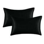 My home store Satin Pillow Case Black 2 Pack - Skin Care Natural Silk Pillow Case - Hypoallergenic Envelope Closure Standard Size 50x75 cm