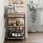 X-cosrack Coffee Bar Cabinet with Storage,3-Tier Coffee Bar Carts with Drawer for Home Buffets & Sideboards, Coffee Station Corner Table with Rolling Wheels for Kichen,Entryway,Living Room (Patent