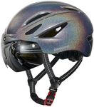 Odoland Bike Helmet - Adult Bicycle Helmet with Detachable Magnetic Goggles Visor - Mountain Road Cycling Certified Lightweight Helmet Adjustable for Men Women Black