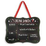 DEMDACO Dear Santa Chalkboard Midnight Black 16 x 13 MDF Wood Holiday Decorative Sign