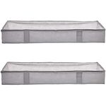 Amazon Basics Under Bed Fabric Storage Container Bags with Window and Handles - 2-Pack, 18 x 42 x 6 Inches, Gray