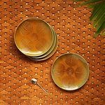 ExclusiveLane 'Peacock Boulevard' Hand-Engraved Small Ceramic Plates Ceramic Quarter Plates Side Plates (Set of 4, Dishwasher & Microwave Safe) - Ceramic Plate Snacks Plates Pasta Plates Dinnerware