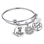 Birthday Gifts for Her Bangle Bracelets Live Laugh Love for 13th 18th 21st 30th 40th 50th 60th (65th Birthday)