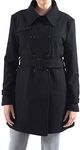 Alpine Swiss Keira Womens Black Wool Double Breasted Belted Trench Coat Small
