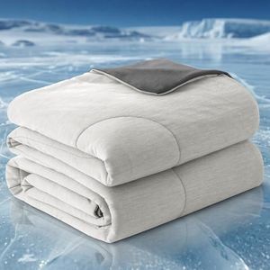 PHF Cooling Blanket King Size for Hot Sleepers Night Sweats, Soft Quilted Cooling Comforter, Lightweight Breathable Cold Blanket, 108"x90", Light Grey