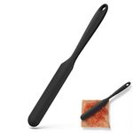 U-Taste 10" Silicone Jar Spatula: 600ºF Heat-Resistant Non-Stick Long Skinny Sourdough Stirring Stick, Sturdy Flexible Narrow Peanut Butter Spreader for Mixing Icing Scraping Cream, Jam (Black)