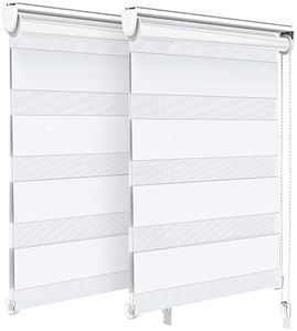 VOUNOT Lot de 2 Store Enrouleur Jour Nuit Tissu Double avec ou sans Perçage 55x150cm Protection de Votre Vie Privée Rideau pour Fenêtres et Portes Store Chambre Facile à Installer avec Clips Blanc