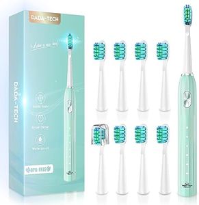 Brosse à Dents Électrique Soniques, Brosse a Dents Électrique pour Adultes et Enfants avec 5 Modes, Minuterie Intégrée et 9 Têtes Electric Toothbrush (vert)