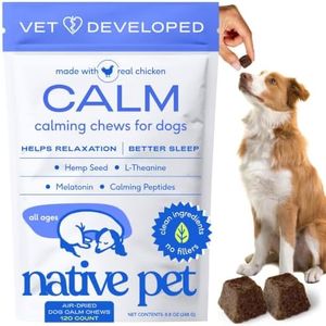 Native Pet Calming Chews for Dogs - Melatonin for Dogs Anxiety Relief - Grain Free All Natural Hemp Calming Treats & L-Theanine Helps Manage Stress & Separation Anxiety - Puppy Sleep Aid - 120 Chews