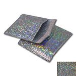 EPOSGEAR 10 Pack C6+ Silver Holographic Metallic Gloss Foil Padded Bubble Mailing Gift Postal Bag Envelopes - Perfect for mailing or gift wrap for Christmas, Birthdays etc (165mm x 165mm - CD)