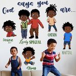 Yovkky Black Boys God Says You are Inspirational Wall Decals Stickers, Religious African American Positive Nursery Decor, Home Baby Kids Room Decorations Motivational Afro Bedroom Playroom Art Gift