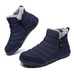 Snow Boots Men Women Winter Ankle Boots Water-Resistant Fur Lined Side Zipper Warm Walking Boots Lightweight Outdoor Anti-Slip Unisex Booties Mid Calf Sport Shoes Blue