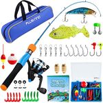 PLUSINNO Kids Fishing Pole - Kids Fishing Rod Reel Combo Starter Kit - with Tackle Box, Practice Plug, Beginner's Guide and Travel Bag for Boys, Girls and Youth