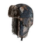 TINAYAUE Winter Trapper Hunting Hat with Ear Flaps Fallen Leaf Camo Cap Faux Fur Ushanka Russian Warm Hat Unisex Windproof Hunter's Hat Cold Weather Winter Hats for Hunting, Skiing, Hiking