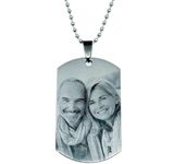 Personalised Stainless Steel Photo And Text Engraved Chain Necklace Dog Tag Customised