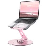 LOXP Ultra-Stable Swivel Laptop Stand for Desk, 300% Larger Base Stability, Military-Grade Aluminum, Height Adjustable Stylish Laptop Stand for Women, Suitable for 10"-17.3" Laptops Rose Gold