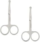 Rounded Tip Nose Hair Scissors, Stainless Steel Facial Hair Scissors for Eyebrow, Eyelash, Facial & Nose Hair Grooming (2 PCS)