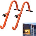 Heavy Duty Ladder Roof Hook with Wheel Rubber Grip T-Bar, Extension Ladder Stabilizer, Ladder Stabilizer for Roof, 500 lbs Weight Capacity, Fast and Easy Setup to Access Steep Roofs (Orange-2Pcs)