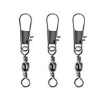 50pcs Fishing Swivels Snaps Rolling Barrel Swivel with Safety Snap Interlock Snaps, Stainless Steel Solid Fishing Swivels Saltwater Freshwater Snap Connector