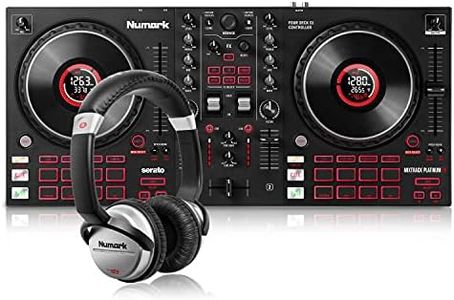 Numark Mixtrack Platinum FX + HF125 - DJ Controller For Serato DJ with 4 Deck Control, DJ Mixer and Audio Interface, and Professional DJ Headphones