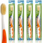 MOUTHWATCHERS Dr Plotkas Extra Soft Bristle Flossing Toothbrush Manual Soft Toothbrush for Adults | Ultra Clean Nano Toothbrush | Good for Sensitive Teeth and Gums | Orange, 4 Count