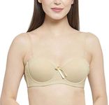 Women Nylon Spandex Demi Cup Padded Underwire Detachable Straps Backless Invisible Clear Transparent Back Push-Up 3/4th Coverage Bra