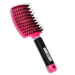 ZEYU Detangler Big Curved Brush With Natural Boar Bristles Hair Brush Comb Stimulates Scalp, Healthier Hair Unisex Detangler Hair Comb Brush, Removes Knots & Tangles For All Hair Types (Rose Red)