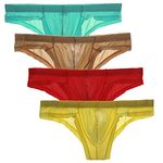 ZEGOO Men's Low Rise Pouch Thong Brief 4Pack