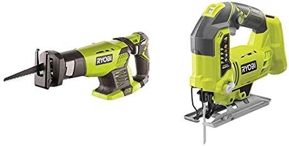 Ryobi Rrs 1801 M Scie Sabre sans Fil & R18JS-0 ONE + Scie Sauteuse avec LED, 18 V (Corps Seulement) - Vert/Gris