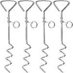 Fasmov 4 Pack 16" Dog Stake, Metal Spiral Anchor Tie-Out with Ring, Spiral Tie Out Stake for Dogs