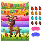 NEBURORA Pin the Tail on The Donkey Mexican Donkey Game With 24Pcs Tails Cinco De Mayo Party Mexican Party Fiesta Themed Taco Party Decorations Kids Birthday Supplies