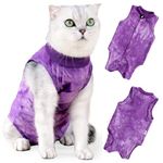 KIKNIN Cat Recovery Suit -Kitten Surgery Recovery Suit for Cats After Surgery, Spay Surgical Abdominal Wounds E-Collar Alternative, Anti-Licking & Skin Diseases Surgical Recovery Suit(Purple, Large)