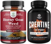 Bundle of Horny Goat Weed Extract Complex for Men and Women Enhanced Energy and Stamina and High Strength Tri Phase Creatine Pills - Optimal Muscle Builder Creatine Supplement for Men and Women