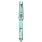 Lanxivi Jinhao 9019 Fountain Pen Dadao Series Transparent Blue Acrylic Gold Trim #8 Extra Fine Nib with Large Converter for Writing, Signature and Calligraphy