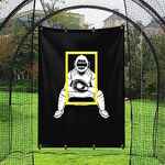 Baseball Backstop 4ft x 6ft Batting Cage Target Backdrop with Strike Zone for Baseball Softball Pitching Target Net Training Practice Tool (4ft x 6ft-Catcher)