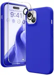 GONEZ for iPhone 14 Case Silicone, with 2X Screen Protector + 2X Camera Lens Protector, [Soft Anti-Scratch Microfiber Lining], Liquid Silicone Shockproof Protective Phone Cover 6.1", Cobalt Blue