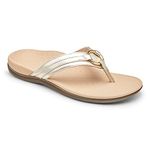 Vionic Women's Rest Aloe Toe Post Sandals- Supportive Everyday Flip Flop Sandals That Includes an Orthotic Insole and Cushioned Outsole for Arch Support,Medium Width Sizes 5-12, Champagne Metallic, 5