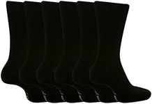 Gentle Grips - Men's Socks Bigfoot Honeycomb Top Cotton Rich Pack of 6, Size 12-14 (Black)