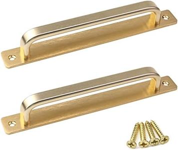 Pastlla 2Pcs Barn Door Handle Kitchen Cabinet Drawer Handle Sliding Barn Door Pull Aluminum Alloy Flush Flat Base Cabinet Pull Door Panel Pull (7.56" Hole Center, Gold)