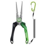 TRUSCEND Lockable Fishing Pliers Saltwater with Mo-V Blade Cutter, Corrosion Resistant Teflon Coated Muti-Function Fishing Gear as Split Ring Plier Line Cutter Hook Remover, Fishing Gifts for Men