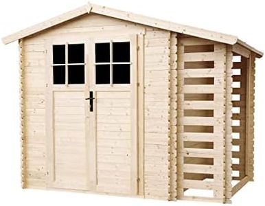 Wooden Garden Shed and Log shed, 19 mm planks - Sheds and Outdoor Storage - Wooden Shed - 9 ft x 7 ft x H7 ft /4.47 m2 (2 m3 capacity), Waterproof roof, Door lock - TIMBELA M386F