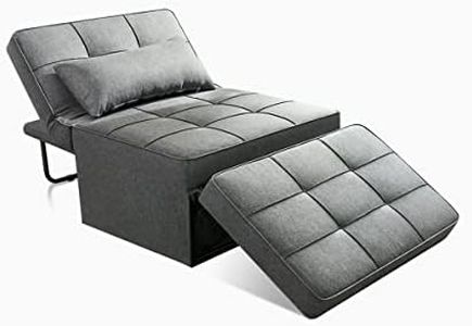 Vonanda Sofá cama, silla convertible 4 en 1 multifunción plegable, otomano moderno transpirable, cama de invitados ajustable de lino, para apartamentos de habitación pequeña, gris oscuro