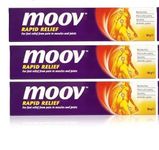 Moov Fast Pain Relief Cream - 50g (Pack of 3) | Suitable for Back Pain, Muscle Pain, Joint Pain, Knee Pain | 100% Ayurvedic Formula | Suitable for Sports & Gym related injuries