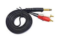 Gadget-Wagon Gold Plated P38 Mono Plug 6.3mm to 2 RCA 1.5m Cable Aux for Guitar, Audio Player, Mixers and Sound Equipment (Black)