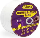 ATack Clear Double Sided Tape Heavy Duty 1/2 inch x 20 Yards (6-Pack, 360ft Total) Removable Ultra Thin Double Sided Tape Clear Gift Wrapping Tape, Clear Double Sided Tape for Scrapbooking