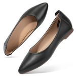 Zelaprox Women's Casual Pointed Toe Ballet Flats Comfort Soft Leather Slip On Cowhide Flats Shoes Work Flats Office Shoes Casual Dressy Shoes Black